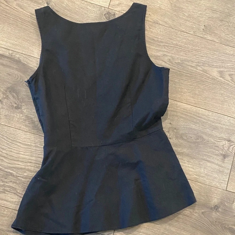 J Crew Black Linen Peplum Top - Picture 4 of 5